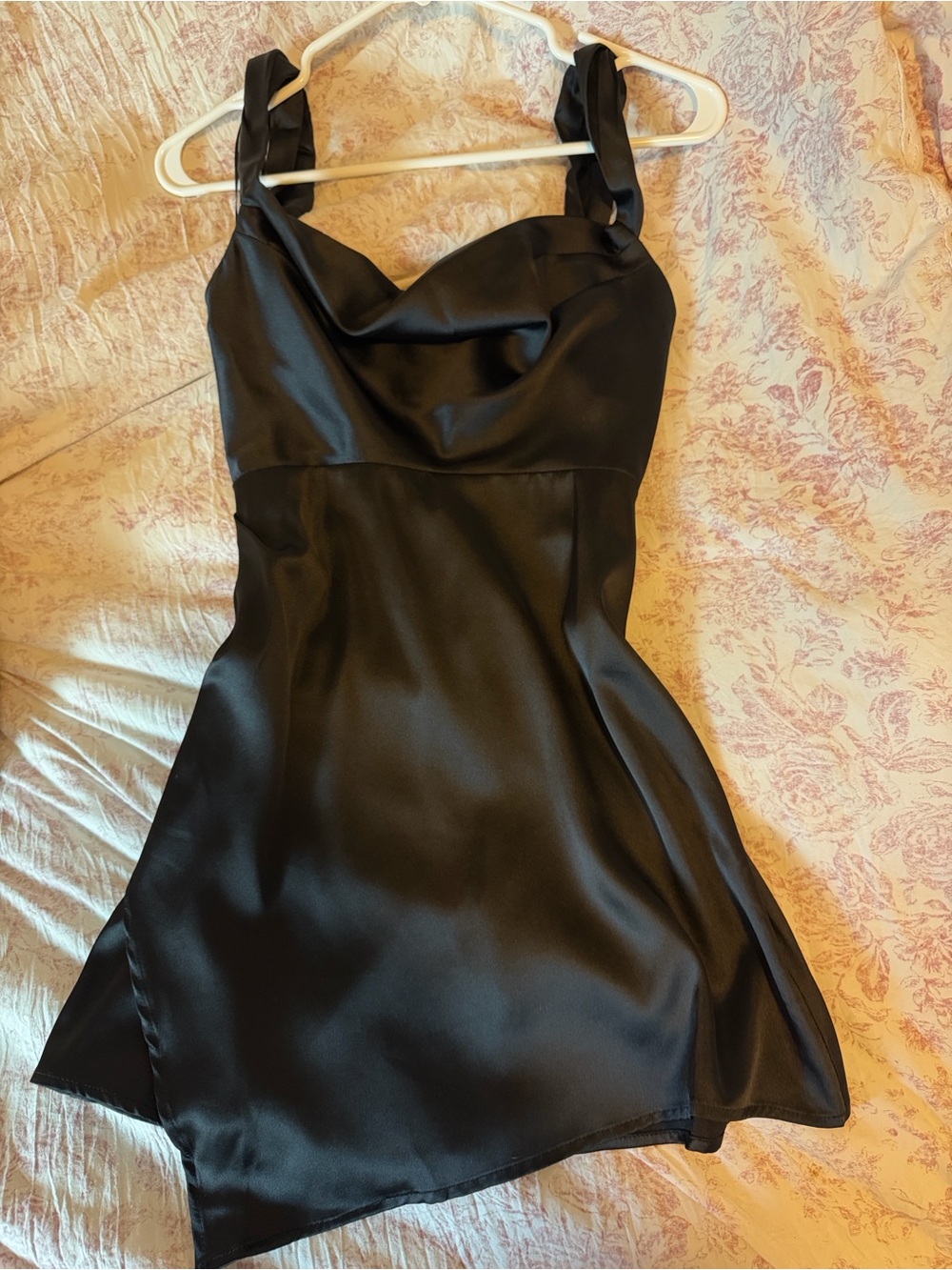 Black Satin A-Line Slip Dress
